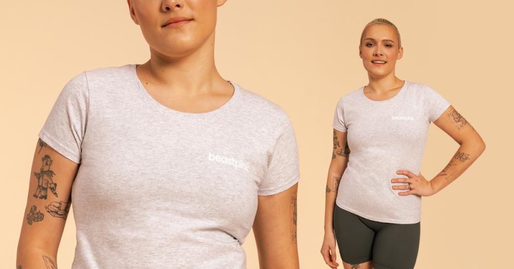 Women's BeastPink T-Shirt Heather Grey - BeastPink