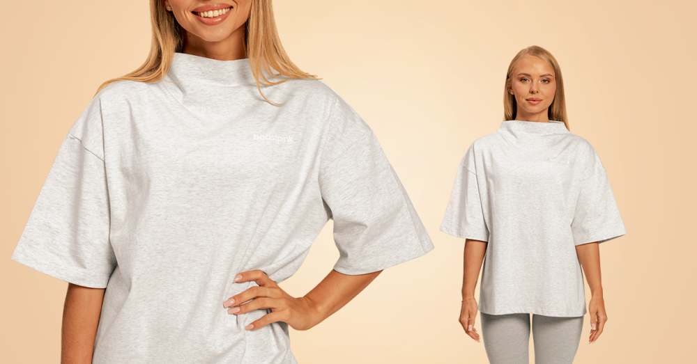 Women‘s Bliss Oversized Top Grey - BeastPink	