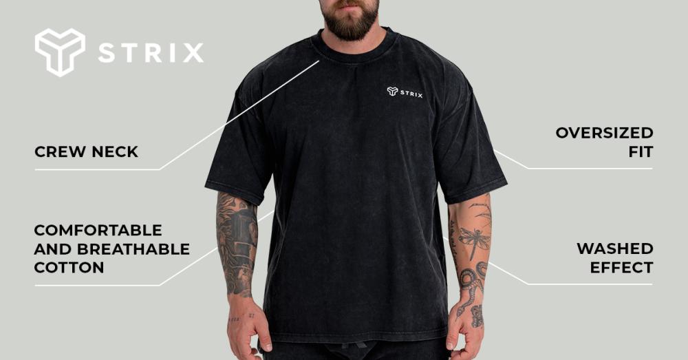 Oversized Washed T-shirt Black - STRIX