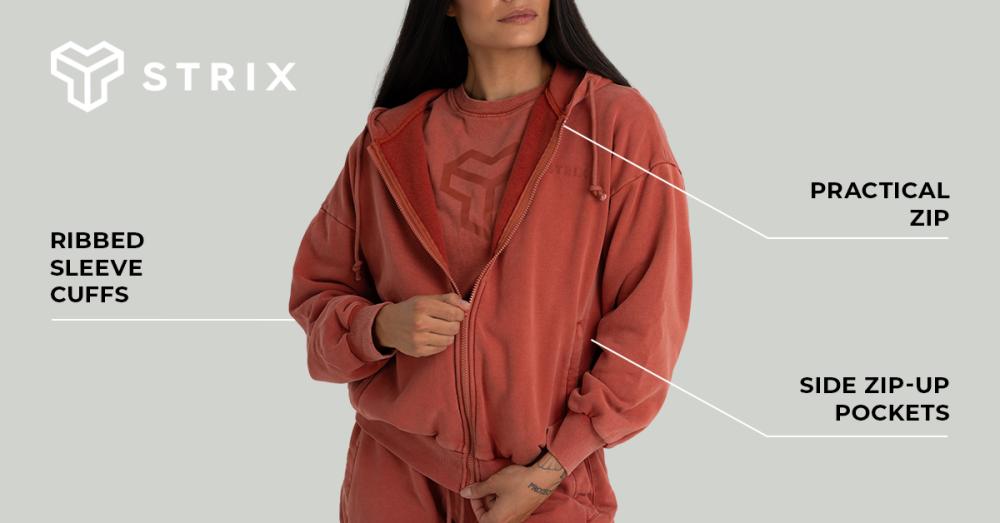 Women's Zip Washed Hoodie Terra - STRIX