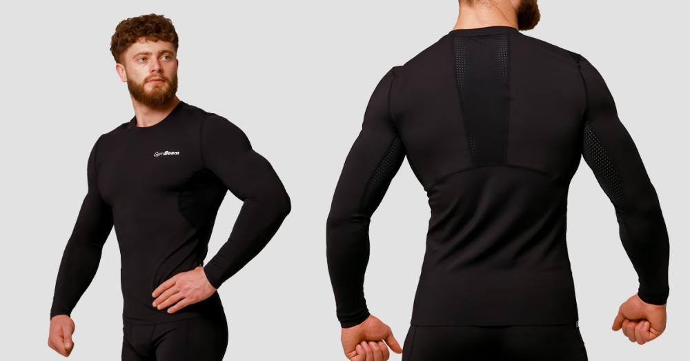 Mid Compression Long Sleeve T-Shirt Black - GymBeam