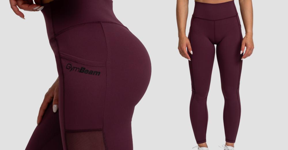 Leggings pour femmes, détails en mesh, couleur aubergine - GymBeam