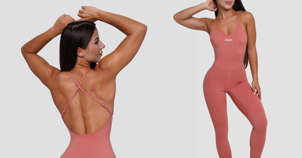 Women's FIT Workout Jumpsuit Salmon - GymBeam