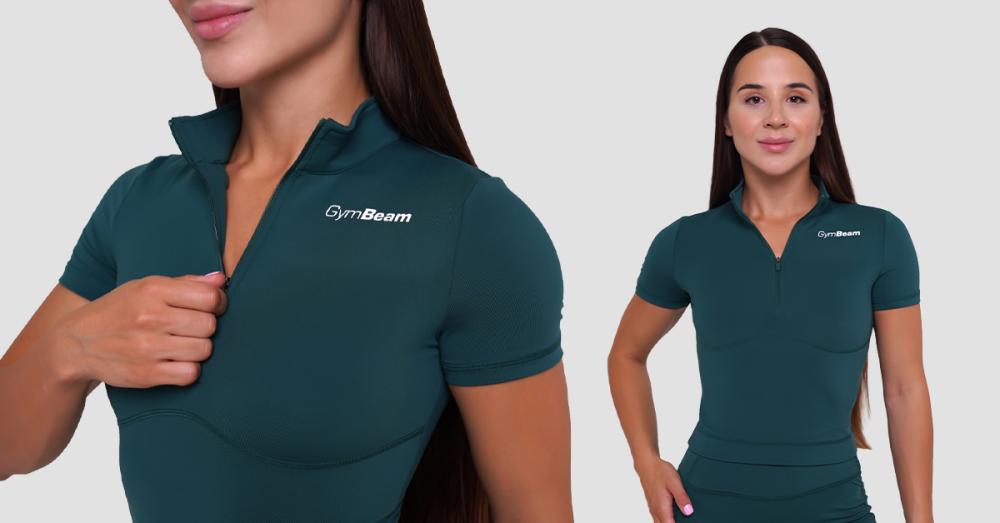 Dámské triko Cropped Ignite Dark Green - GymBeam