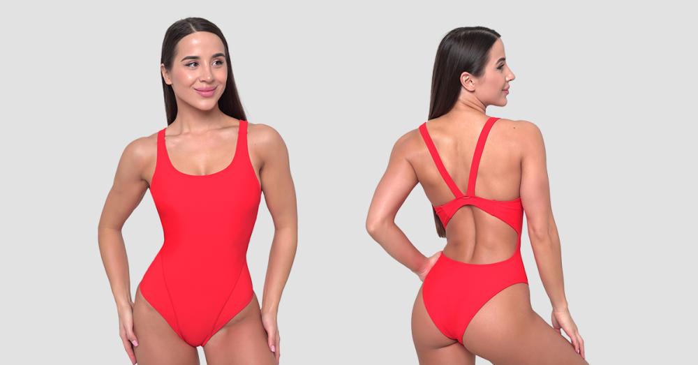 Sports One-piece Swimsuit Red - GymBeam