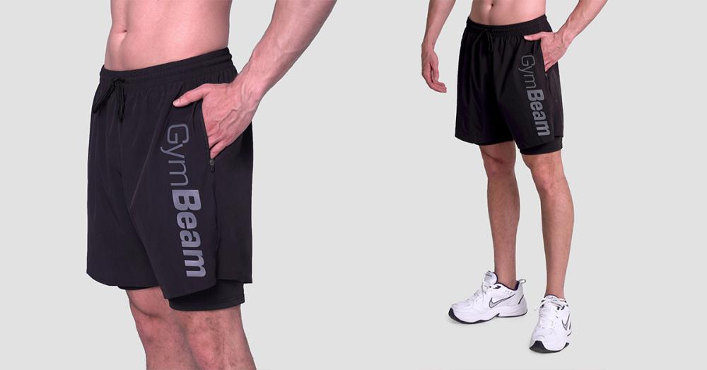 2in1 Essence Black Shorts - GymBeam