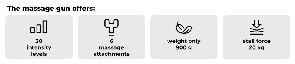 Quelles sont les caractéristiques du Massage Gun VI Noir - GymBeam