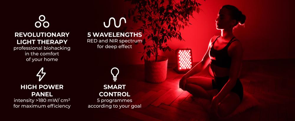 Avantages et caractéristiques du panneau de thérapie par lumière rouge - GymBeam