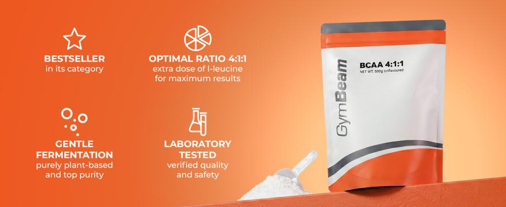Avantages clés des acides aminés à chaîne ramifiée BCAA 4:1:1 Instant - GymBeam