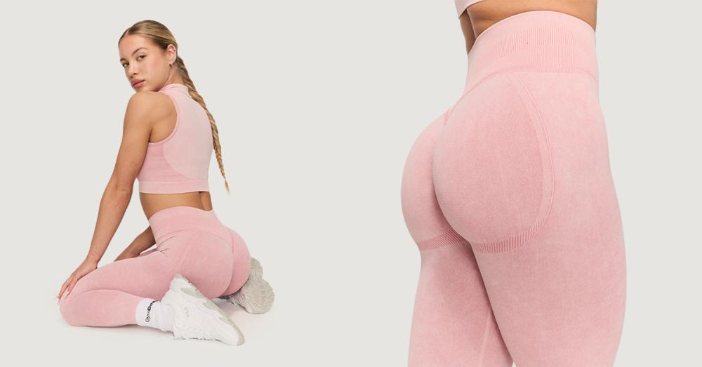 Leggings ajustés sans couture pour femmes, couleur rose poudré - GymBeam