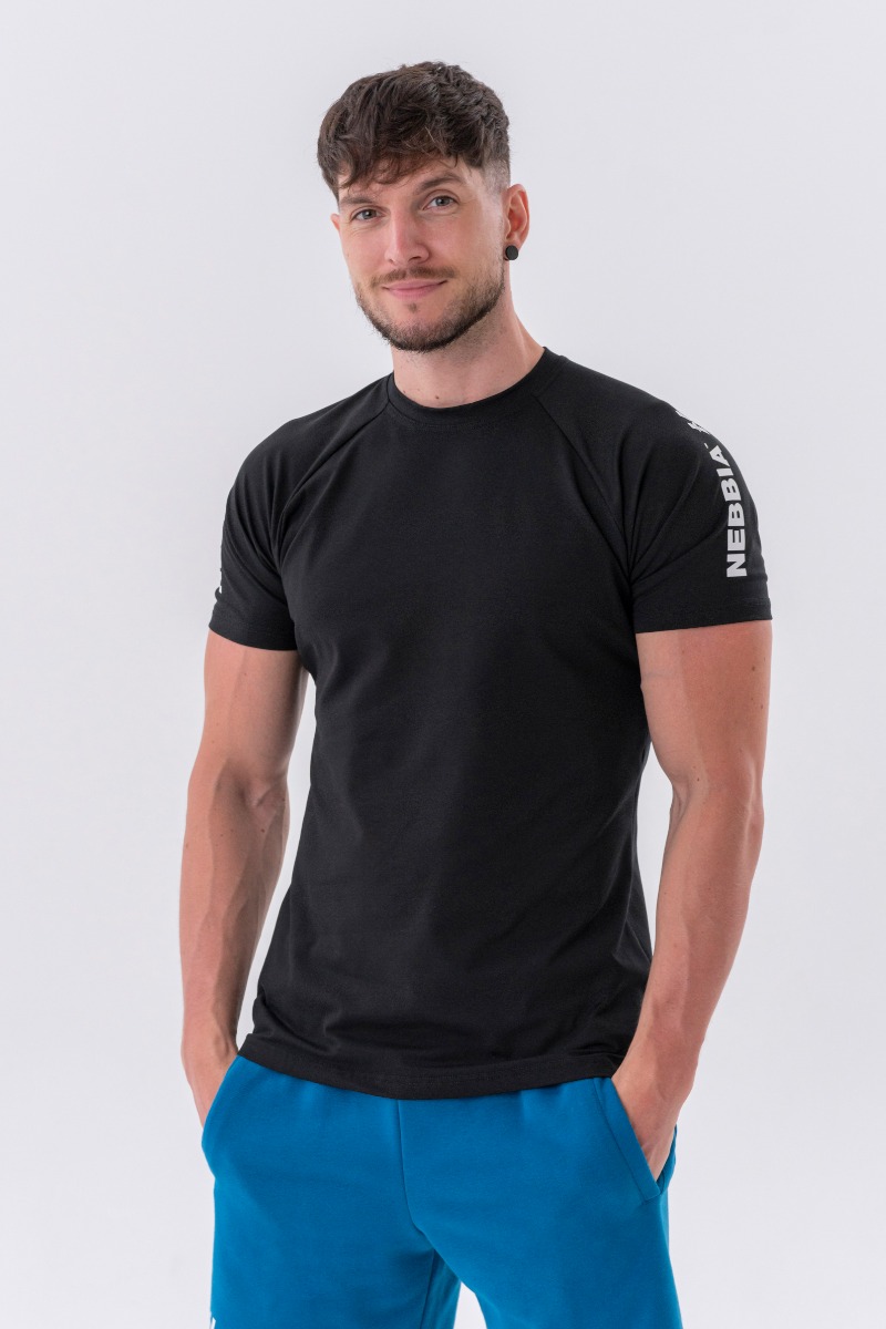 Men‘s T-shirt Sporty Fit Essentials Black - NEBBIA