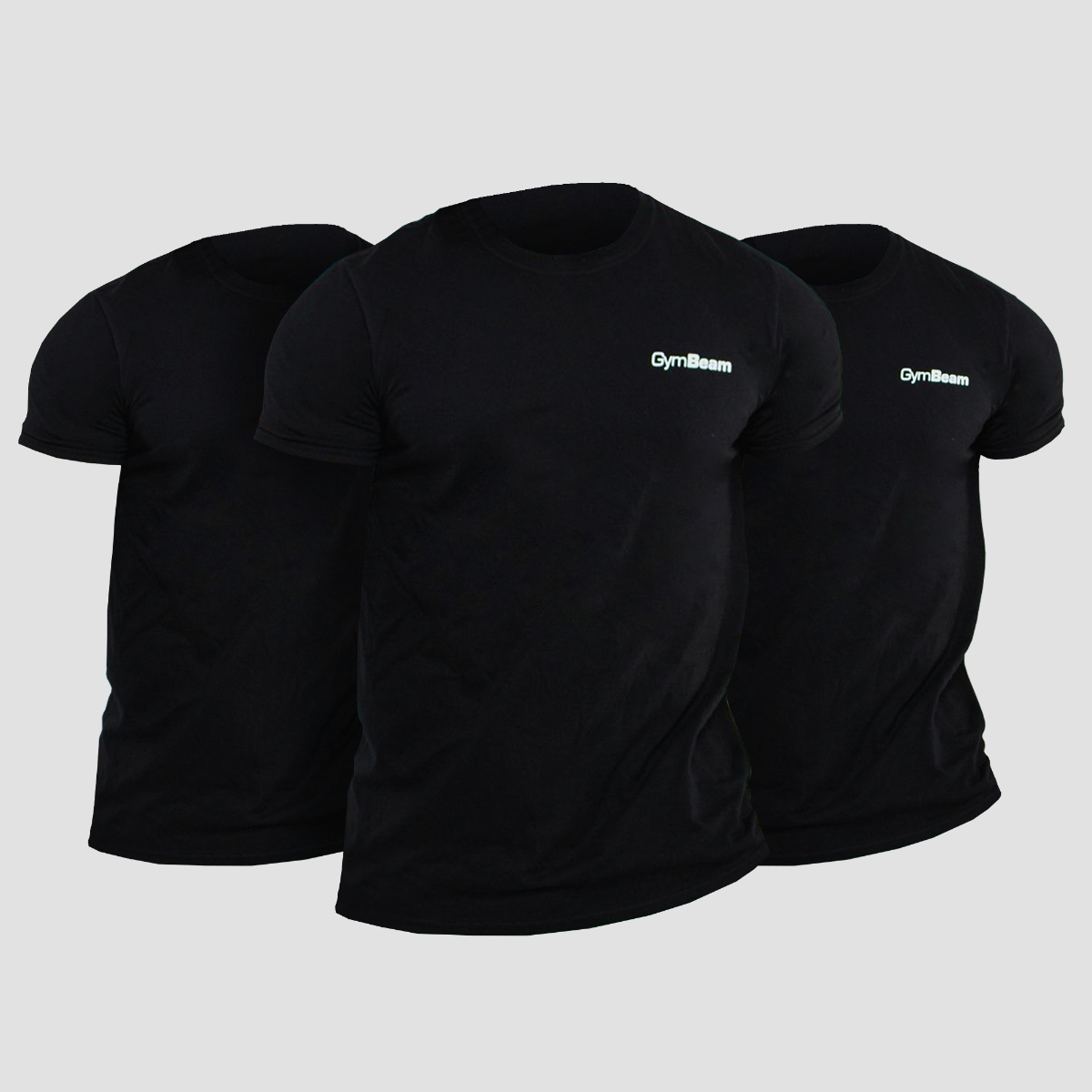 T-shirt basique, lot de 3, couleur noire - GymBeam.