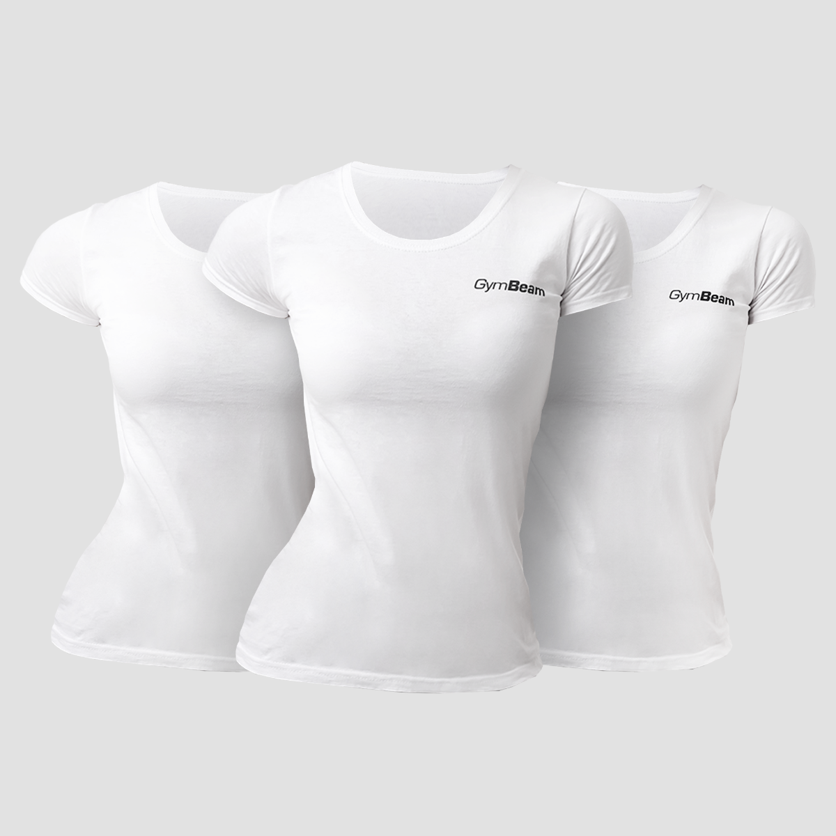 T-shirt basique pour femmes, lot de 3, couleur blanche - GymBeam.