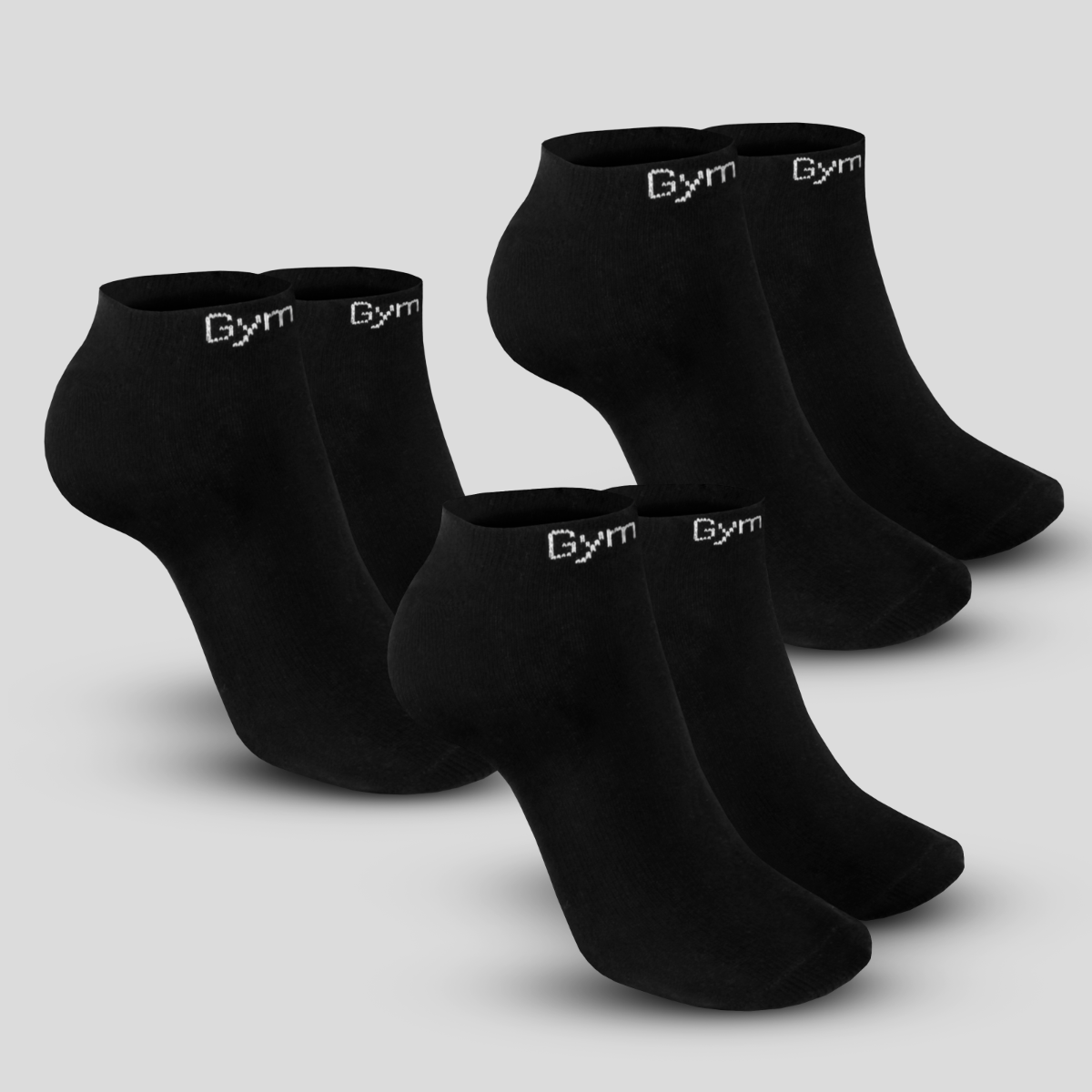 Chaussettes basses, lot de 3, couleur noire - GymBeam.