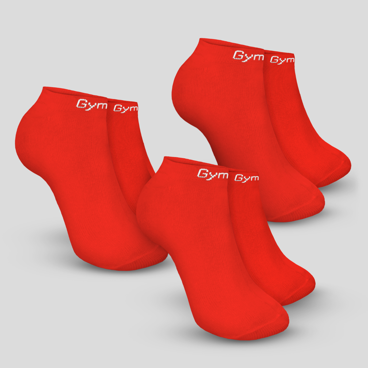 Chaussettes basses, lot de 3, couleur rouge vif – GymBeam.