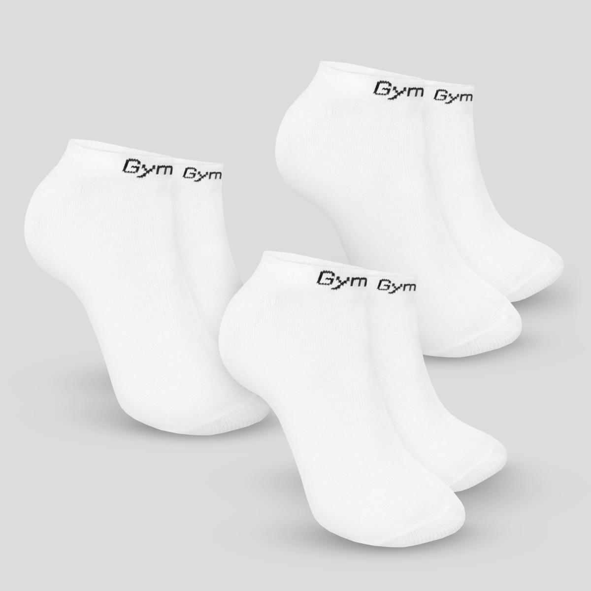 Chaussettes basses, lot de 3, couleur blanche - GymBeam.