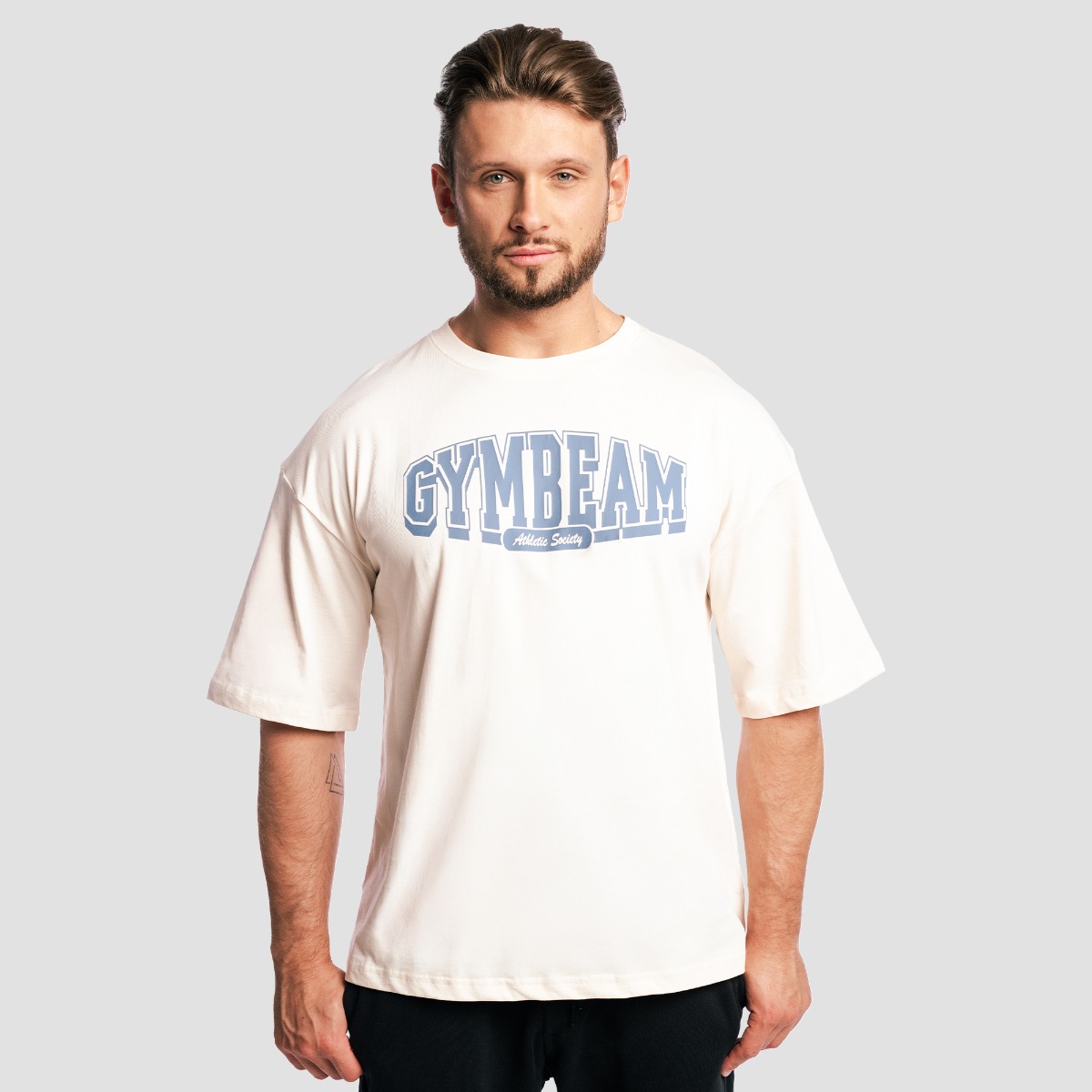 T-shirt Athletic Society Boxy, couleur crème - GymBeam.
