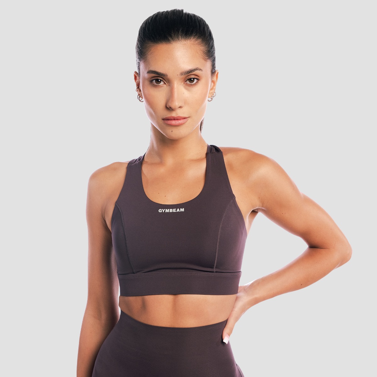 Aura – T-shirt soutien-gorge, couleur marron – GymBeam.