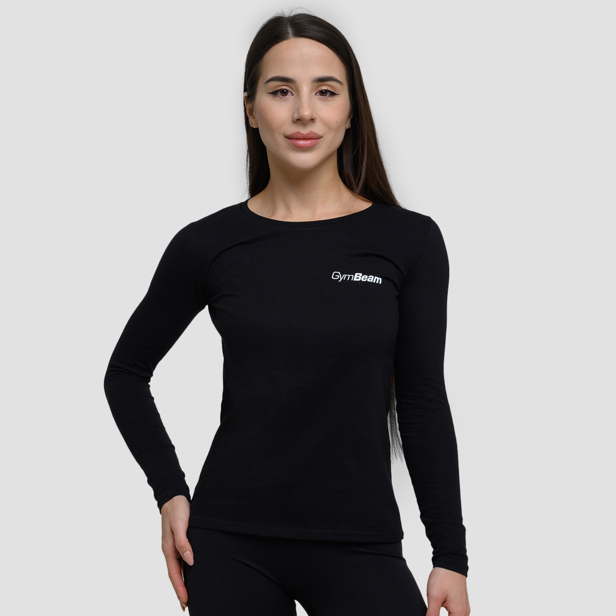 T-shirt manches longues basique pour femmes – Noir – GymBeam.
