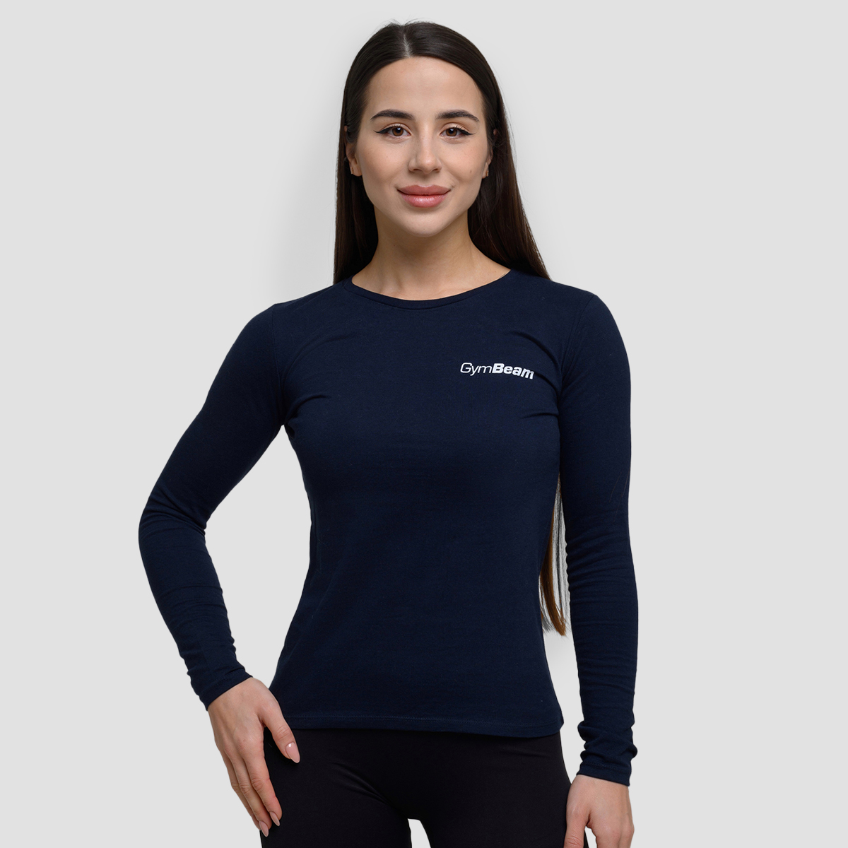 T-shirt à manches longues basique pour femmes, couleur marine - GymBeam.
