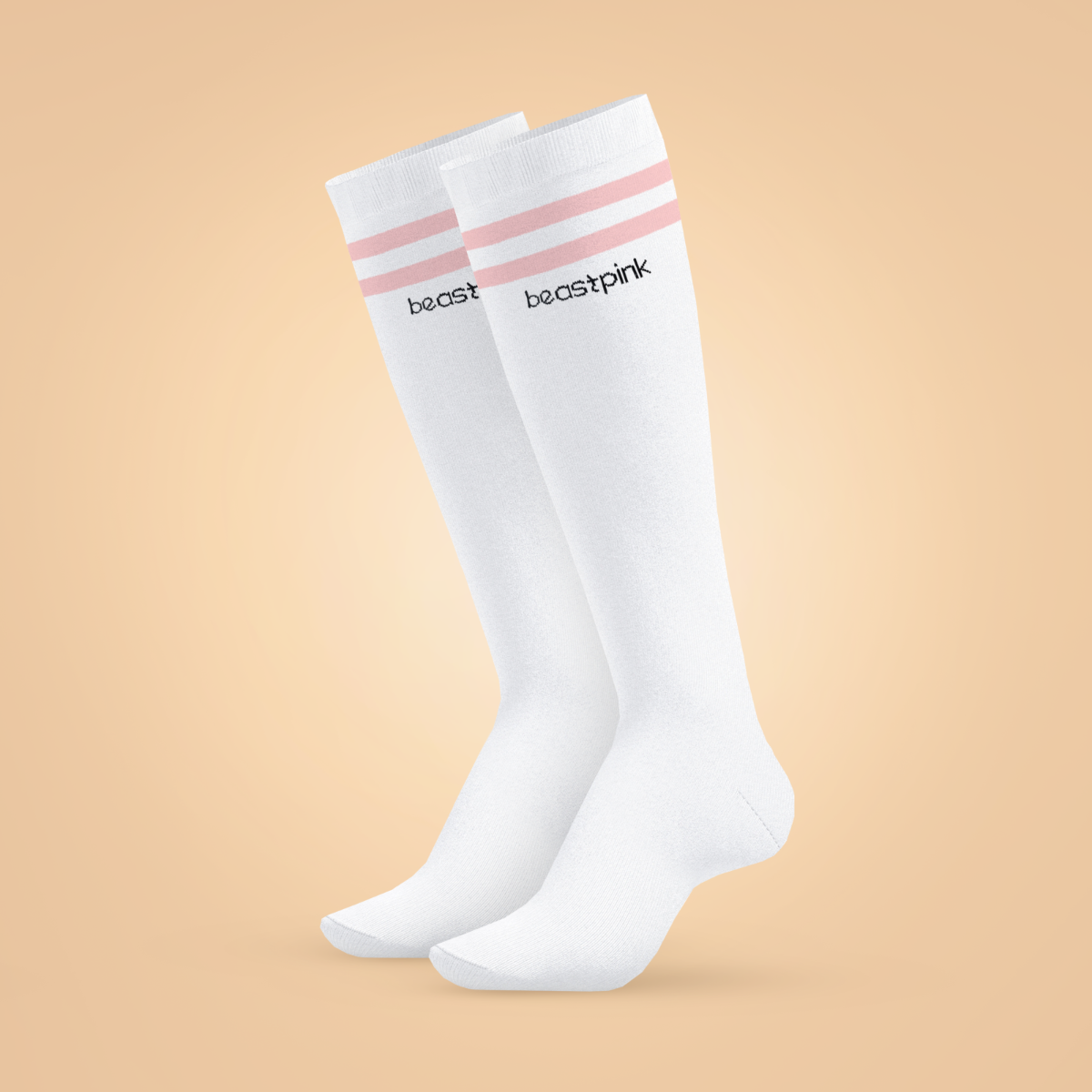 Chaussettes hautes blanches - BeastPink