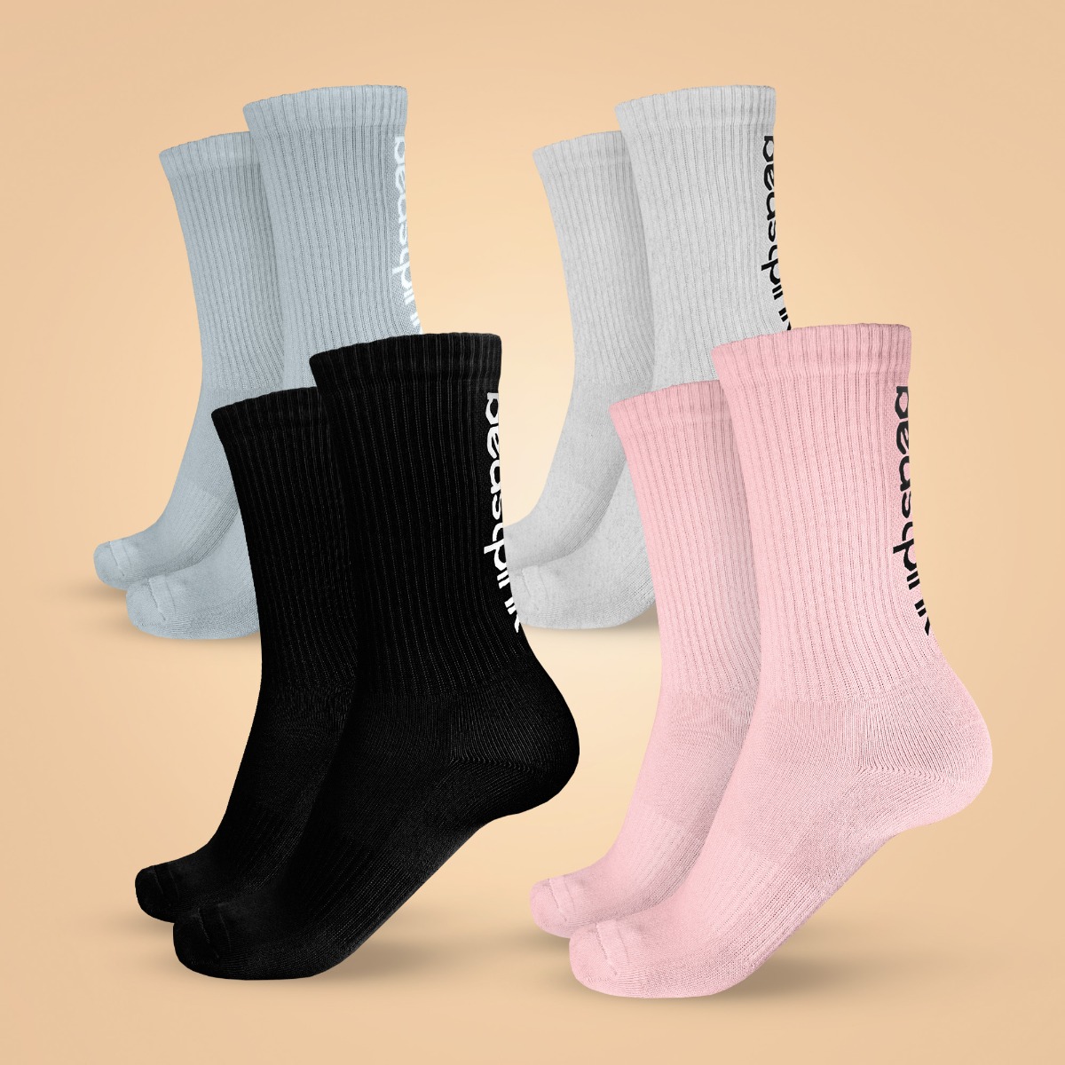 Chaussettes 3/4, lot de 4 – BeastPink.