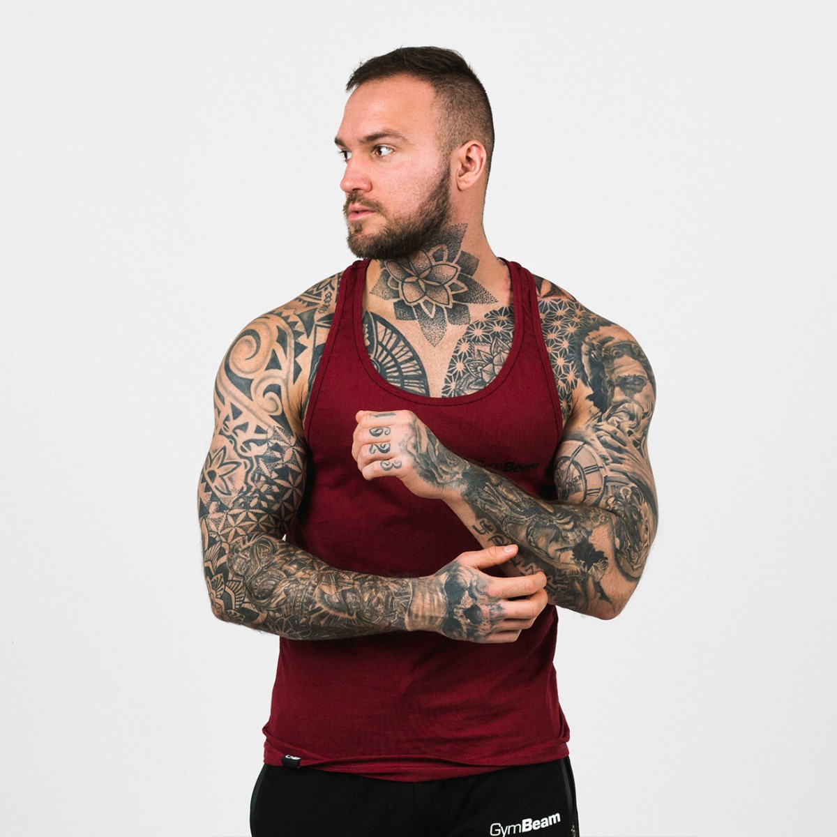 T-shirt sans manches pour hommes, couleur bordeaux – GymBeam.