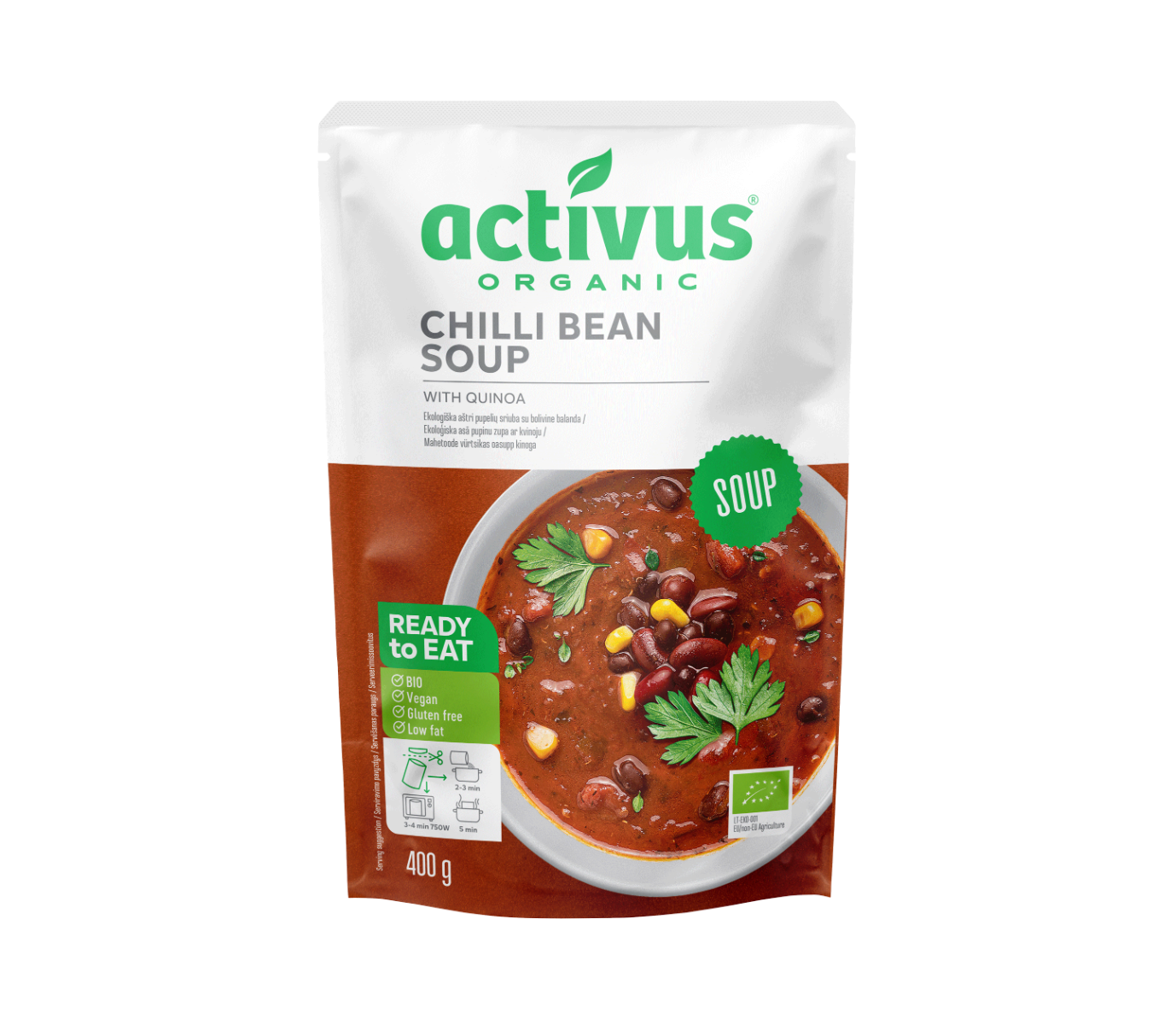 Organic vegan chilli bean soup with quinoa - Activus