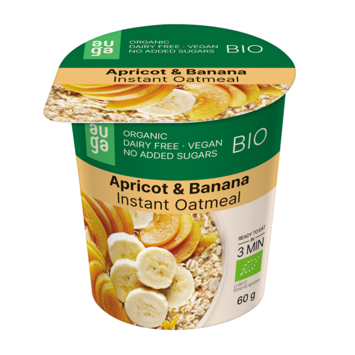 Organic wholegrain oatmeal - Auga 60 g - apricot banana