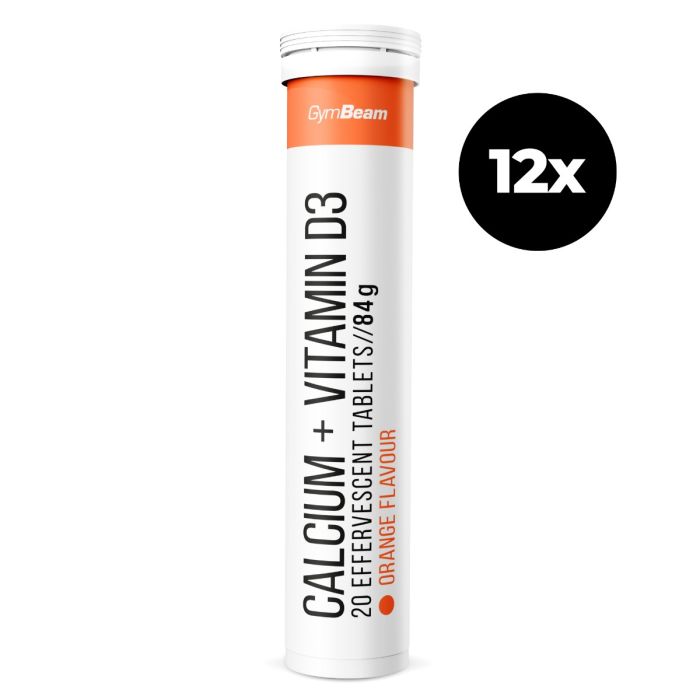 Effervescent Calcium + Vitamin D3 - GymBeam 12 x 20 tab - orange