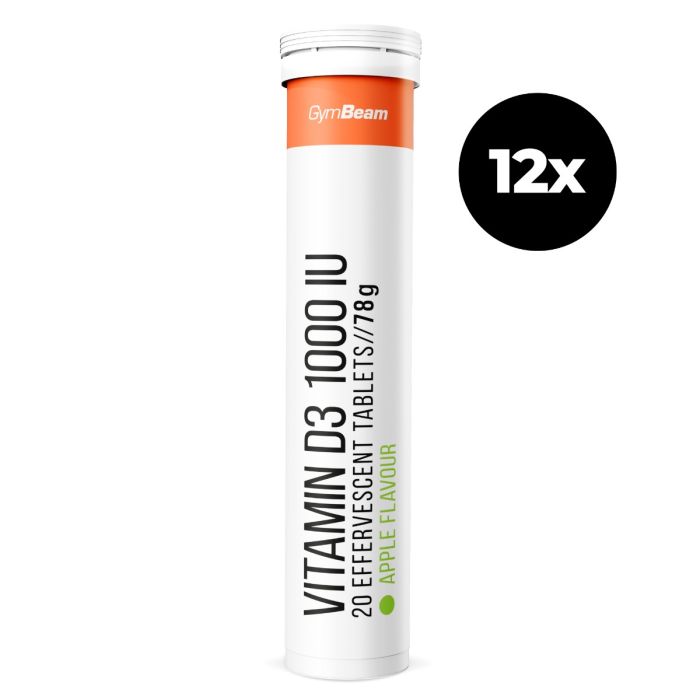 Effervescent D3 1000 IU - GymBeam green apple - 12 x 20 tab