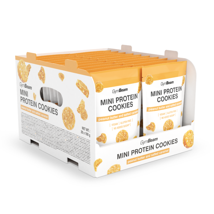 Mini Protein Cookies - GymBeam 20 x 100 g - peanut butter salted caramel