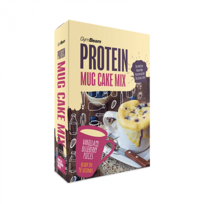 Proteínový Mug Cake Mix 500 g - GymBeam vanilla with blueberry pieces