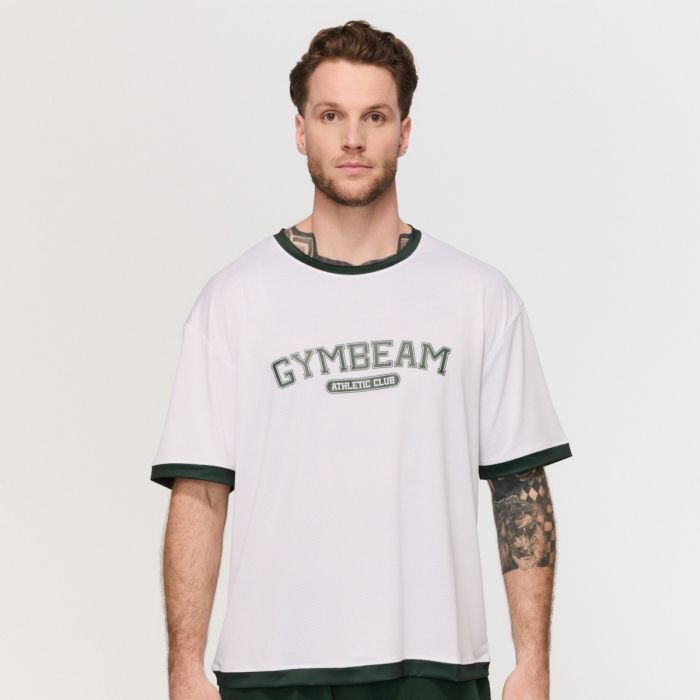 Oversized Varsity T-Shirt White - GymBeam XXXL