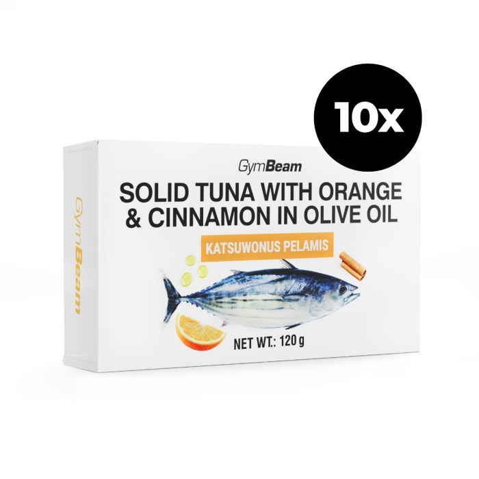 Tuna in Olive Oil with Orange & Cinnamon - GymBeam 10 x 120 g