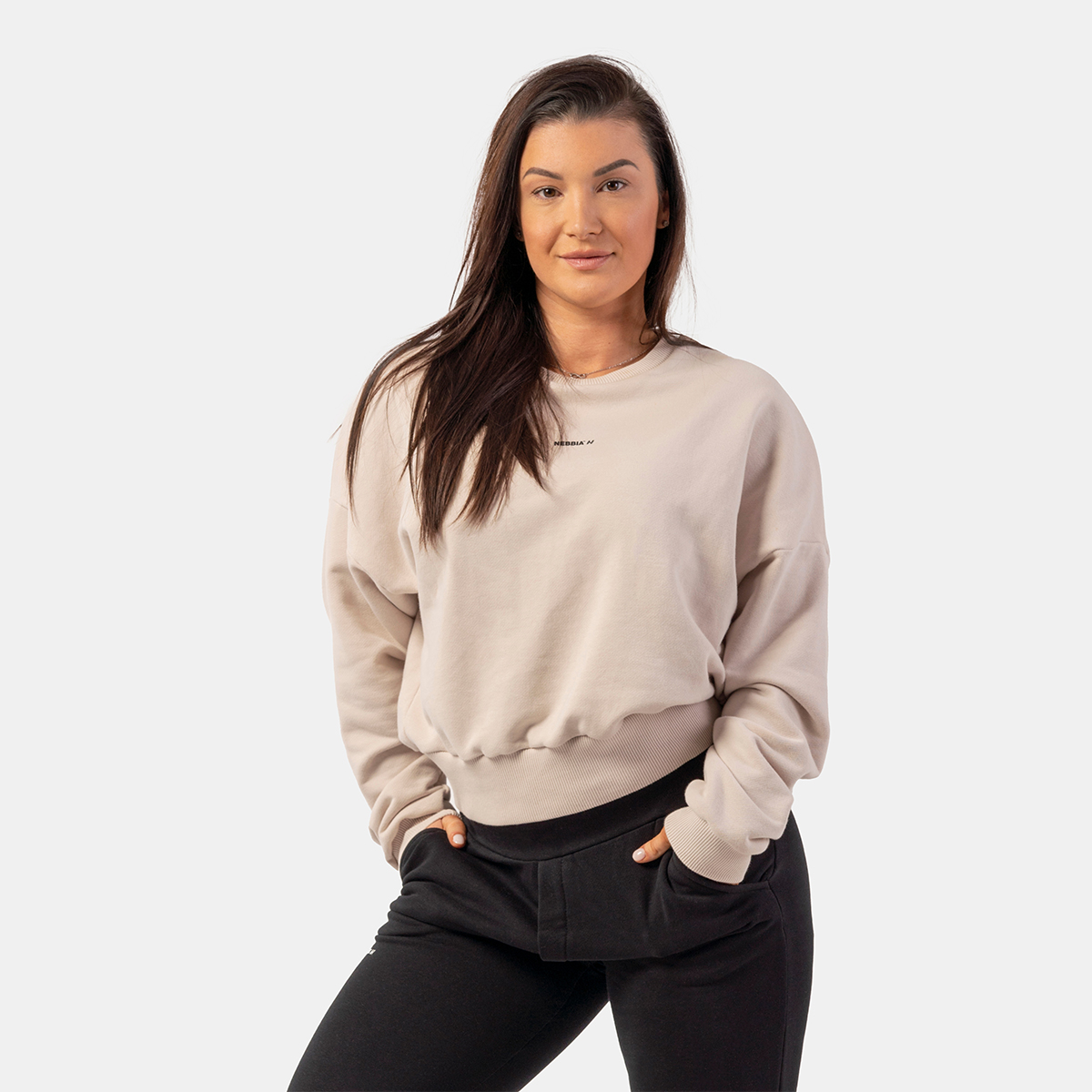 Dámska mikina Loose Fit Cream - NEBBIA