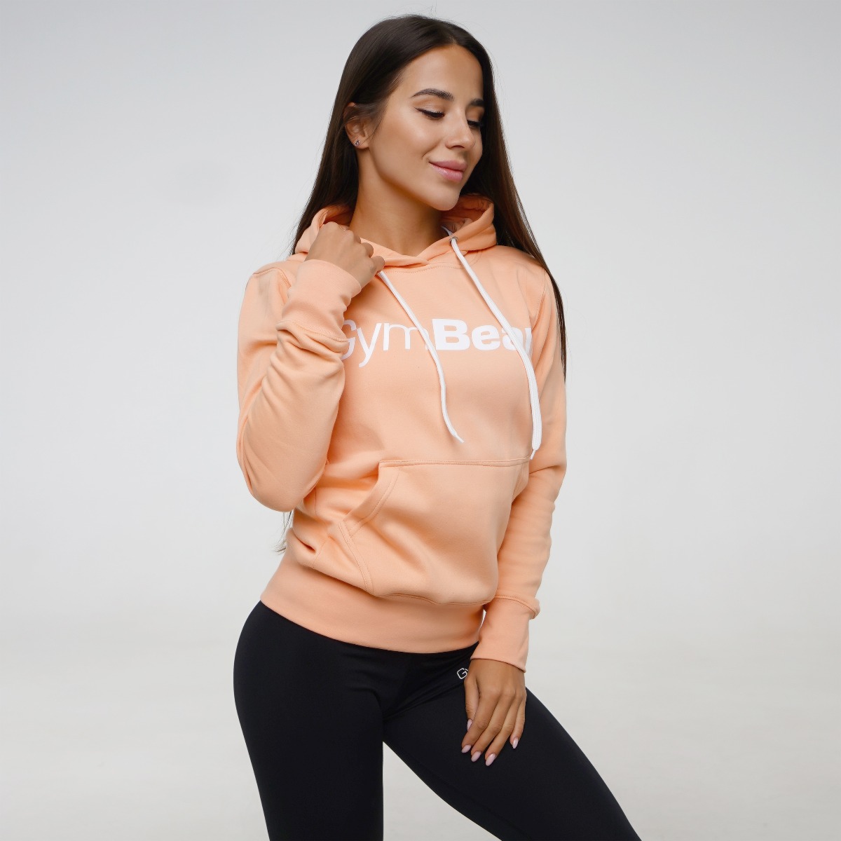 Sweat à capuche pour femmes, couleur pêche poudrée – GymBeam.