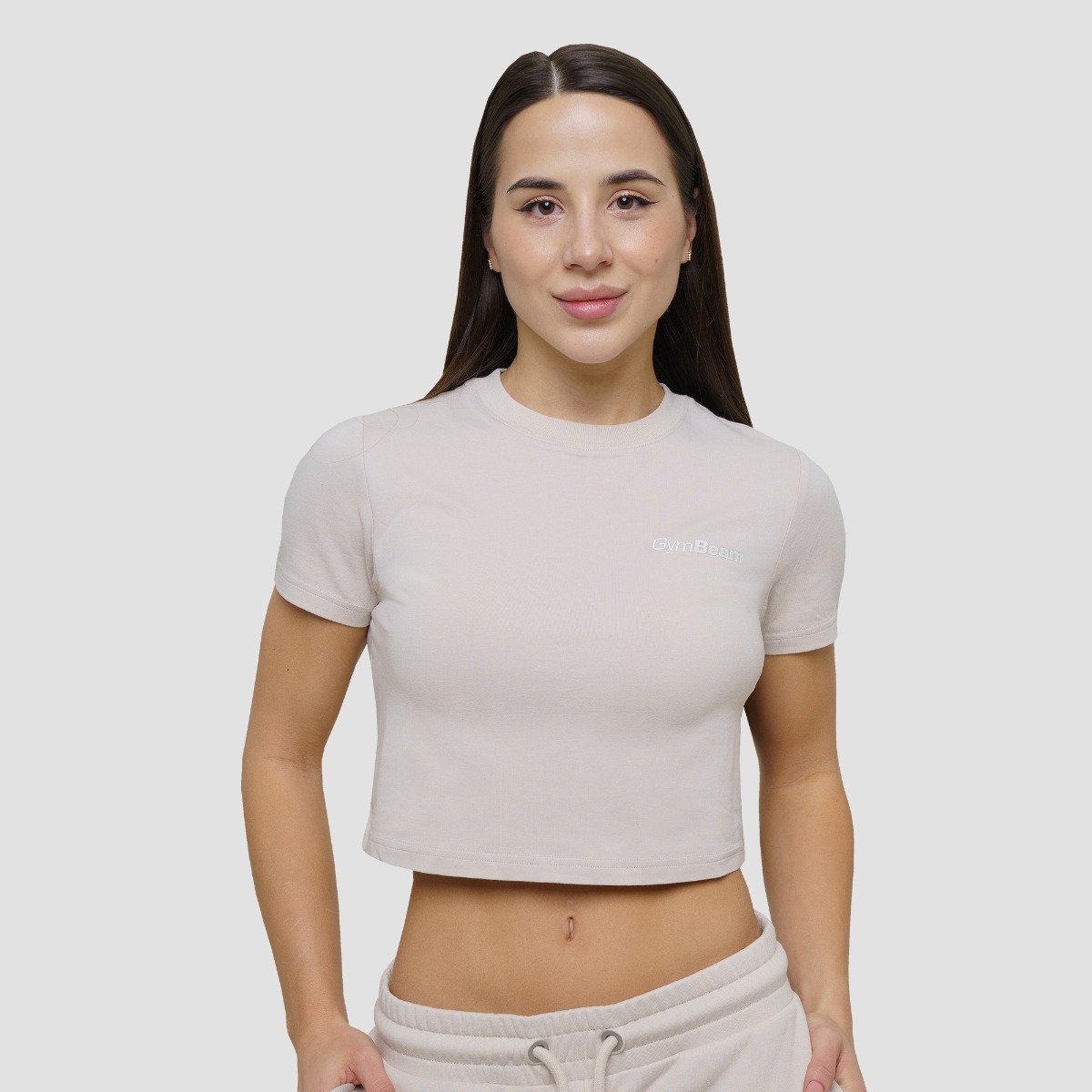 T-shirt court Agile pour femmes – couleur Sable – GymBeam.