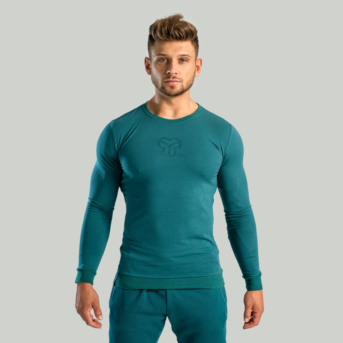 T-shirt à manches longues Essential, couleur vert profond (teal) – STRIX.