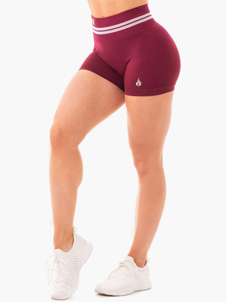 Women‘s Freestyle High Waisted Shorts Burgundy - Ryderwear