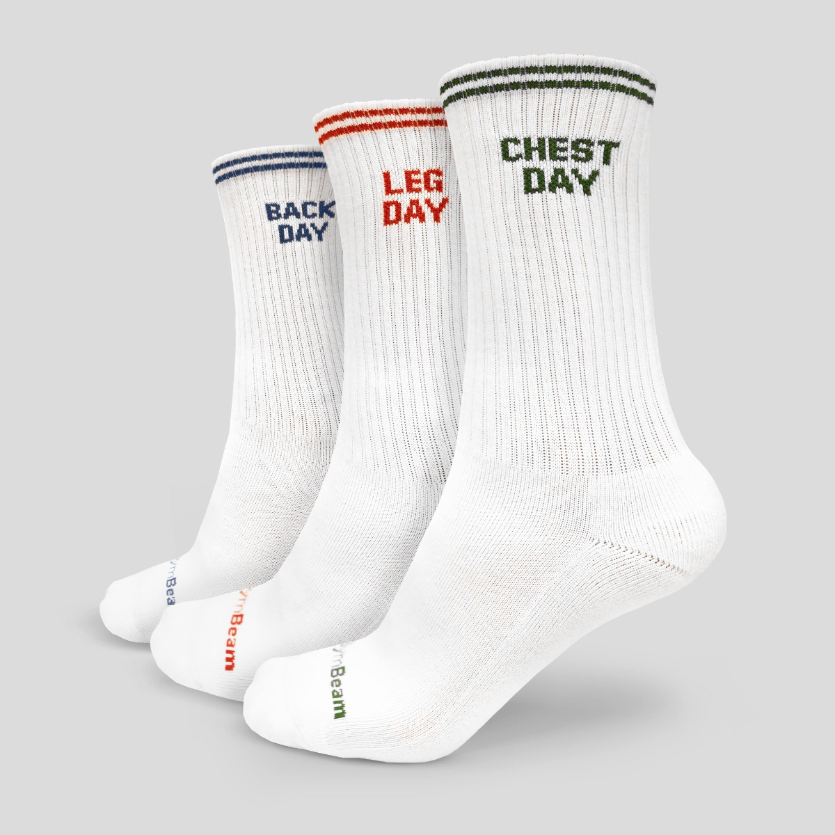 Chaussettes GymRat, lot de 3, couleur blanche - GymBeam.