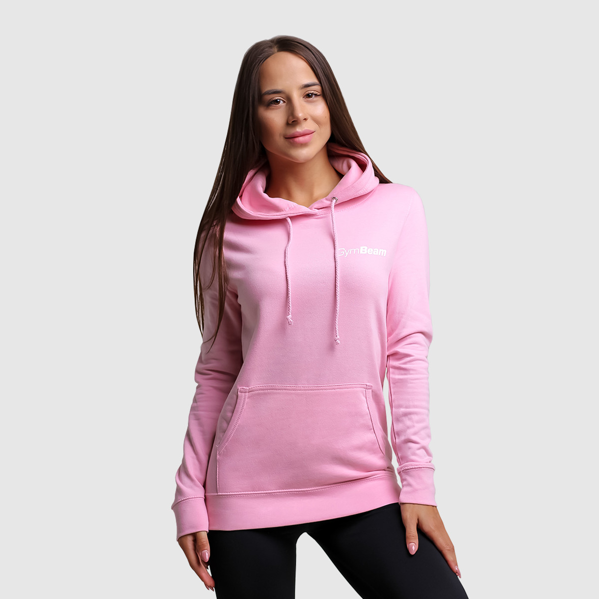 Sweat à capuche pour femmes, couleur rose baby, GymBeam.