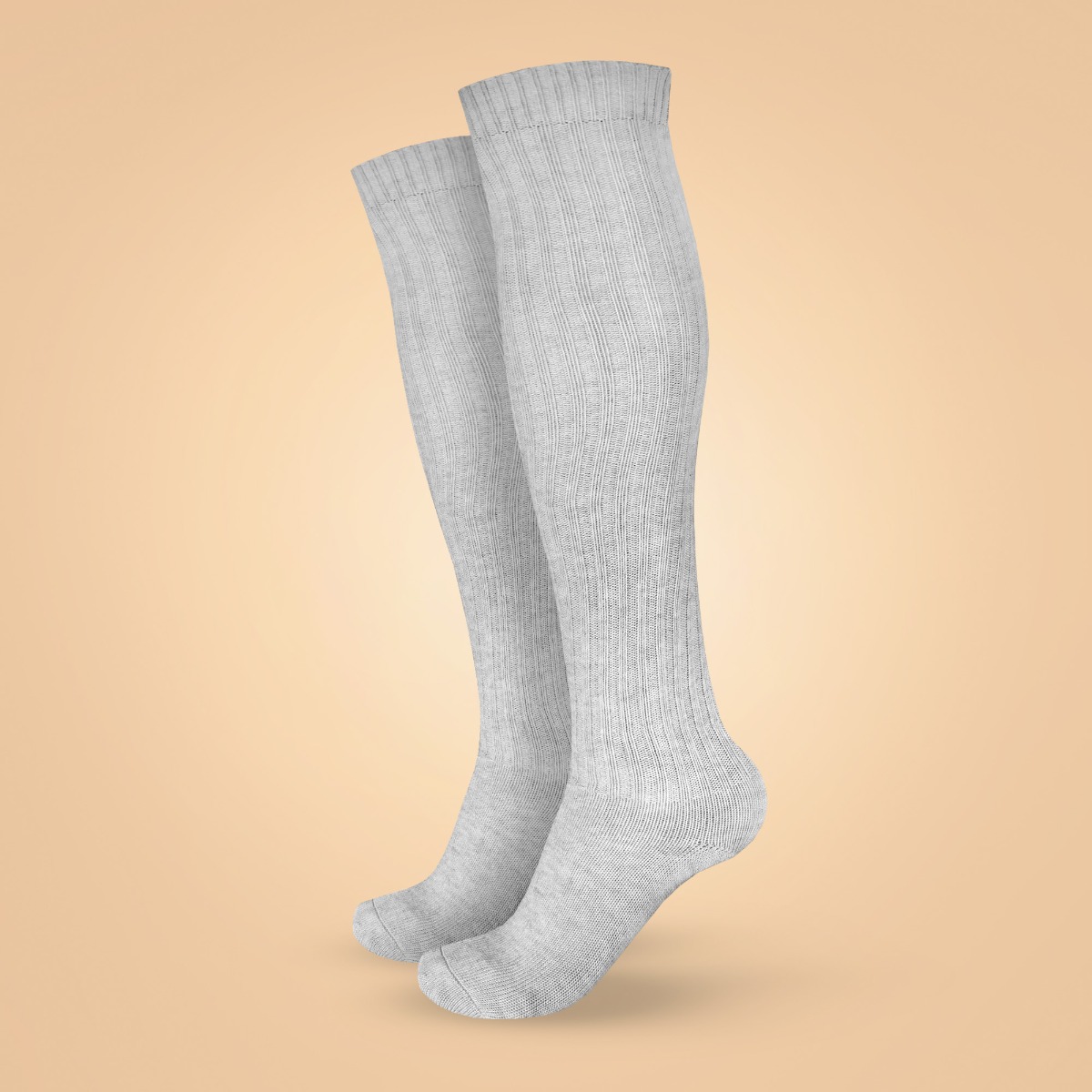 Chaussettes en laine, modèle "Knee High", couleur gris - BeastPink.