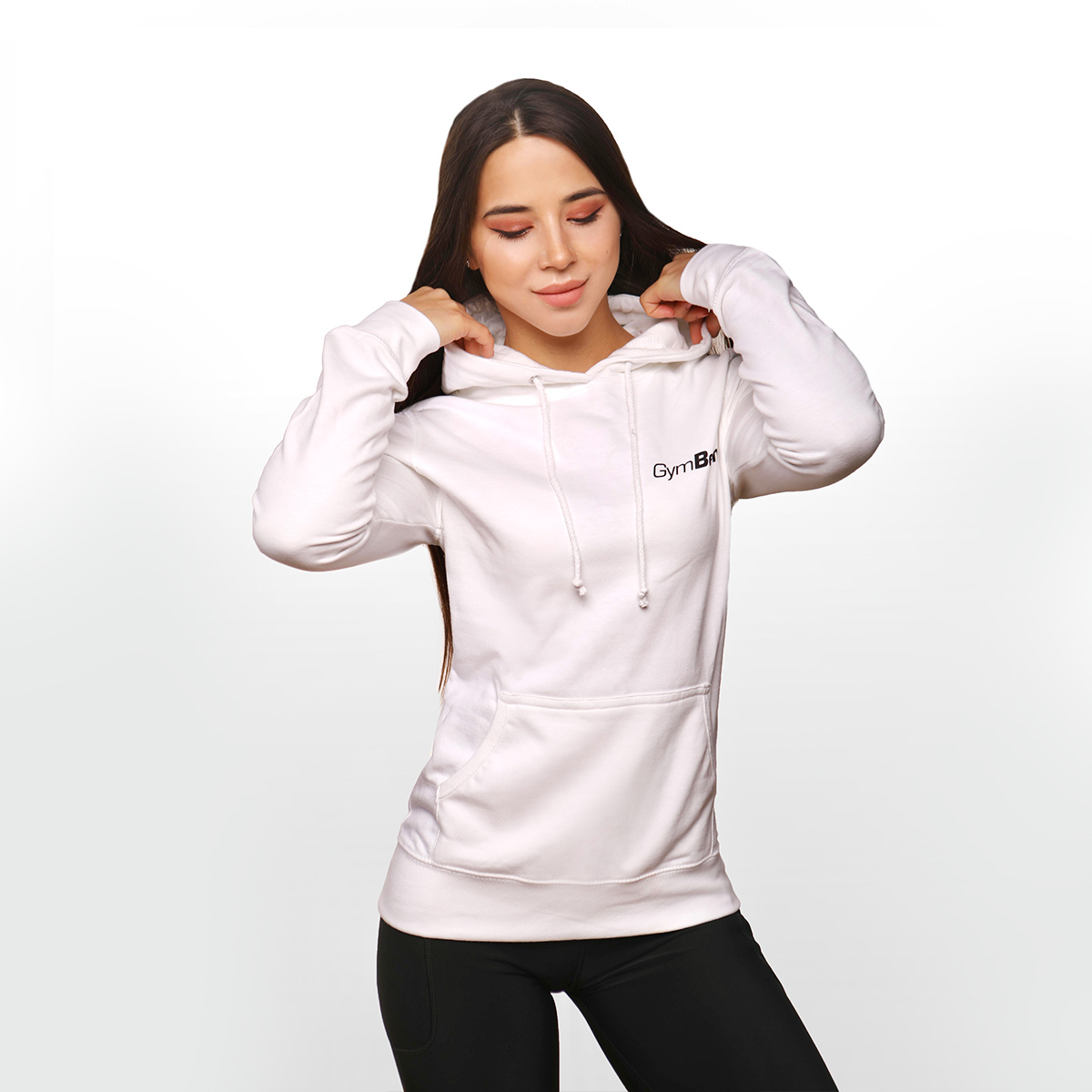 Sweat à capuche pour femmes, couleur blanche - GymBeam.