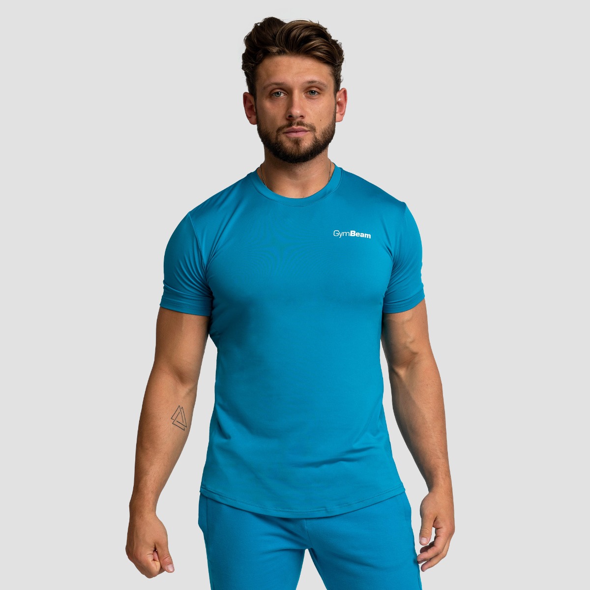 T-shirt de sport pour hommes, Limitless, couleur aquamarine - GymBeam.