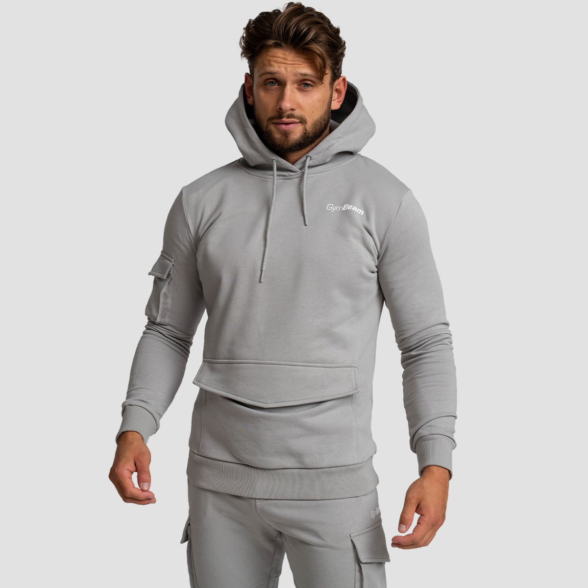 Sweat à capuche TRN pour hommes, couleur gris - GymBeam.