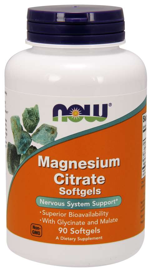 Capsules molles de citrate de magnésium – NOW Foods.