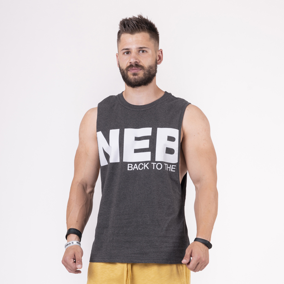 T-shirt sans manches pour hommes "Back To The Hardcore" – Gris – NEBBIA