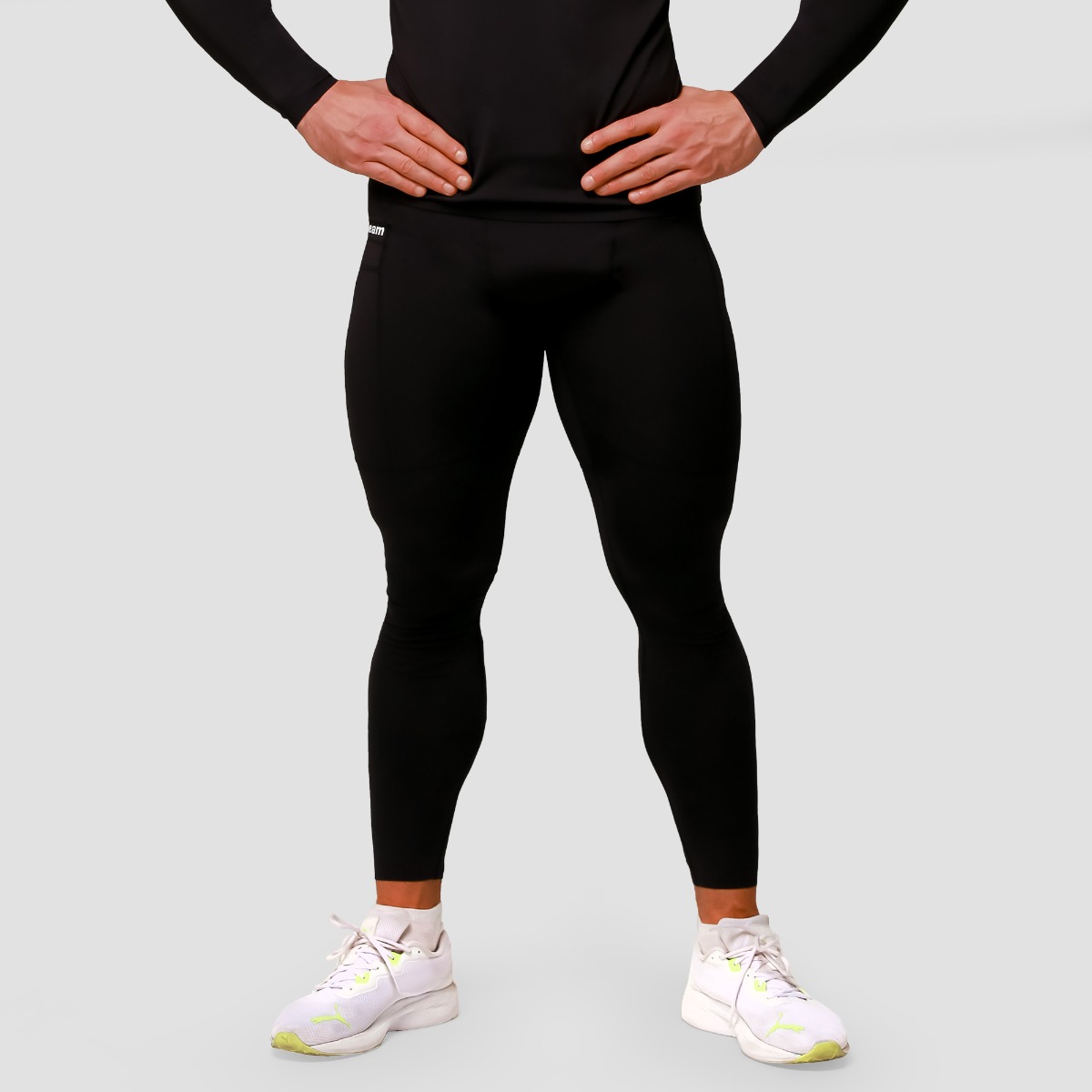 Leggings de compression mi-haute, couleur noire - GymBeam.