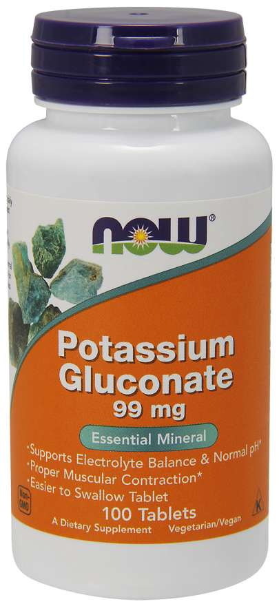 Gluconate de potassium 99 mg - NOW Foods.